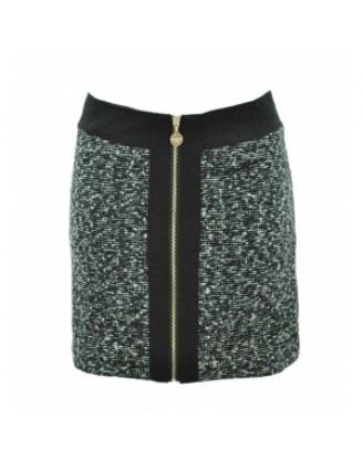 Skirt with zipper front black/white